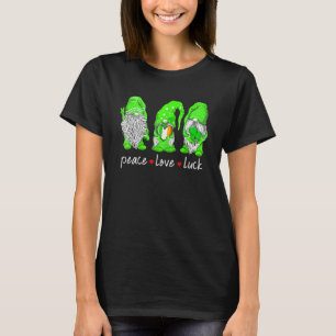 T-shirt St Patrick's Day Gnome Peace Love Luck Heart Shamr