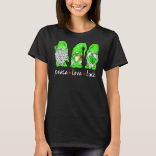 T-shirt St Patrick's Day Gnome Peace Love Luck Heart Shamr