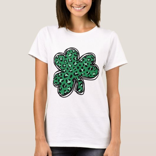 T-shirt St. Patrick's Day Green Leopard Clover Shamrock Me (Devant)