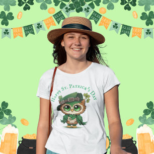 T-shirt St. Patrick's Day Green Owl fille personnalisée