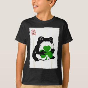 T-shirt St. patricks day grumpy frog shamrock japonais