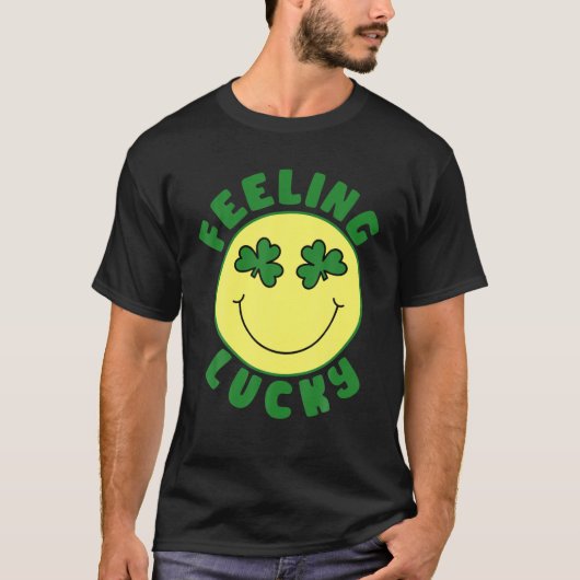 T-shirt St Patrick's Day I Feel Lucky Leopard Clover Graph (Devant)