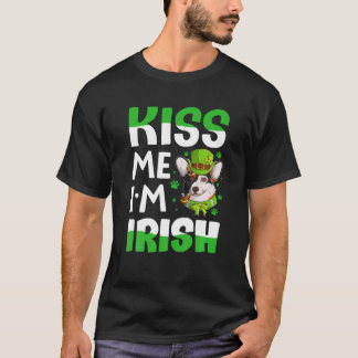 T-shirt St. Patrick's Day Irish Corgi - Kiss Me Je suis ir