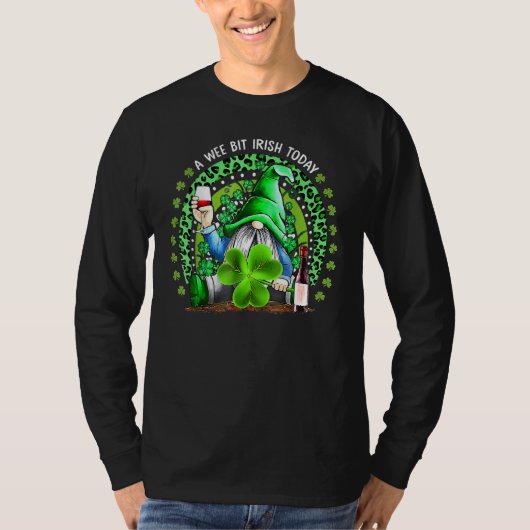 T-shirt St Patrick's Day Irish Gnome Drink Wine Shamrock R (Devant)
