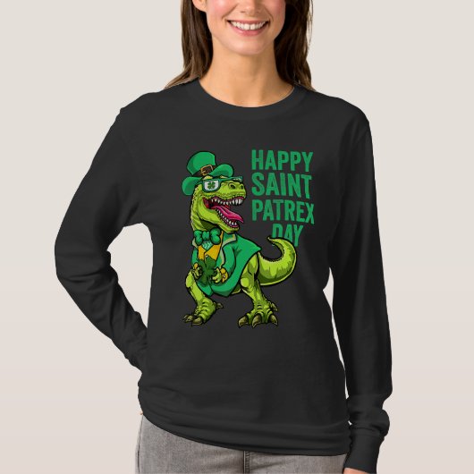 T-shirt St Patricks Day Irish Leprechaun Dinosaur T Rex Bo (Devant)