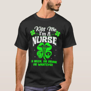 T-shirt St Patrick's Day Kiss Me Je suis infirmière, irlan