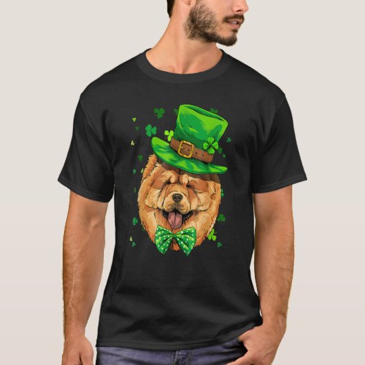 T-shirt St Patrick's Day Leprechaun Chow Chow Pet Dog Sham (Devant)