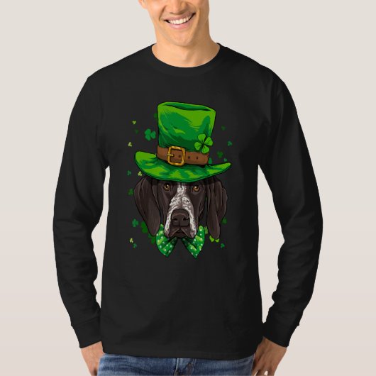 T-shirt St Patrick's Day Leprechaun German Shorthaired Poi (Devant)
