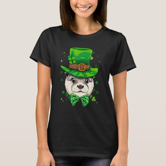 T-shirt St Patrick's Day Leprechaun Otter Shamrock Otter   (Devant)