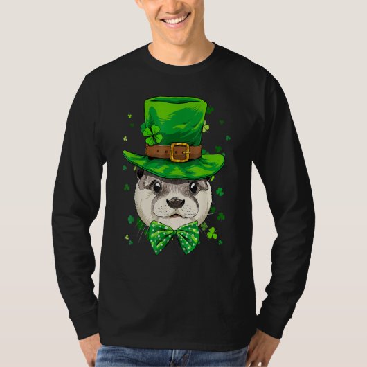 T-shirt St Patrick's Day Leprechaun Otter Shamrock Otter I (Devant)
