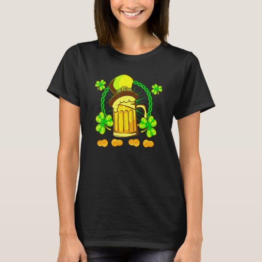 T-shirt St Patrick's Day Leprechaun Shamrock Drink Beer Wi (Devant)