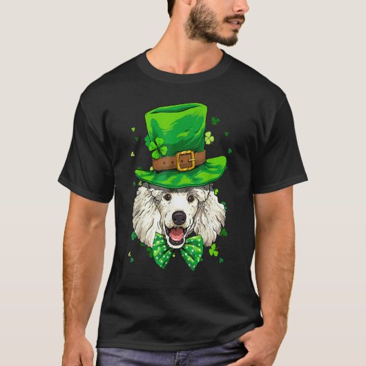 T-shirt St Patrick's Day Leprechaun Shamrock Poodle Dog Ir (Devant)
