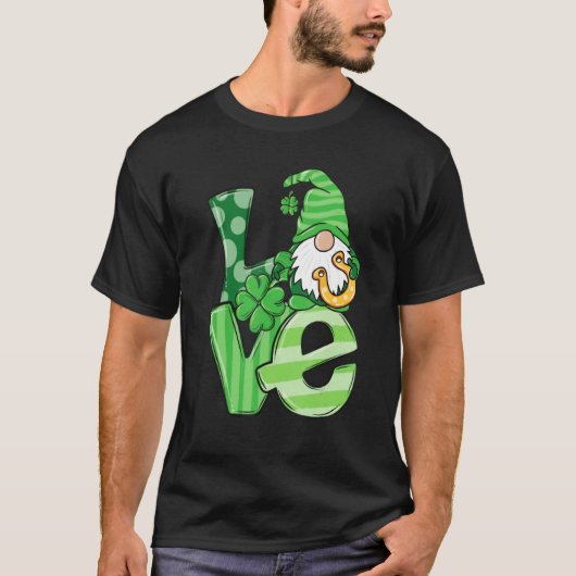 T-shirt St Patrick's Day Love Gnomes Shamrock Horseshoe Ir (Devant)