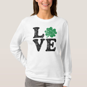 T-shirt St Patrick's Day LOVE Shamrock irlandais