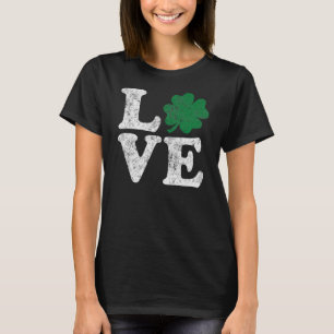 T-shirt St Patrick's Day LOVE Shamrock irlandais