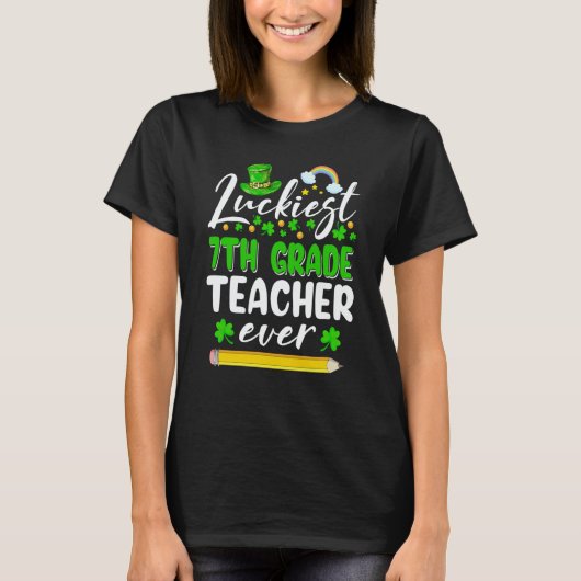 T-shirt St Patrick's Day Luckiest 7th Grade Teacher Ever S (Devant)