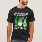 T-shirt St Patricks Day Lucky Shamrock Leopard Gnomes Iris (Devant)