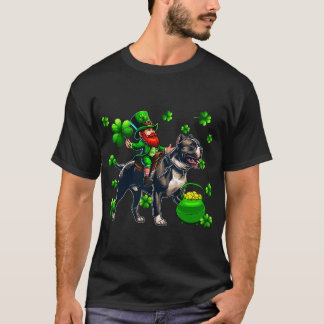 T-shirt St Patrick's Day Man Riding Pit Bull Shamrocks