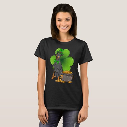 T-shirt St Patrick's Day Manchester Terrier Shamrock Pet D (Devant entier)