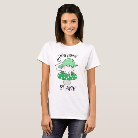 T-shirt St. Patrick's Day Manger Boire Be Irish Fun Gnome (Devant entier)