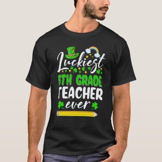 T-shirt St Patrick's Day Prof de 5e année le plus chanceux (Devant)