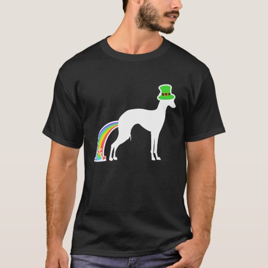 T-shirt St Patrick's Day Rainbow Dog Italian Greyhound (Devant)