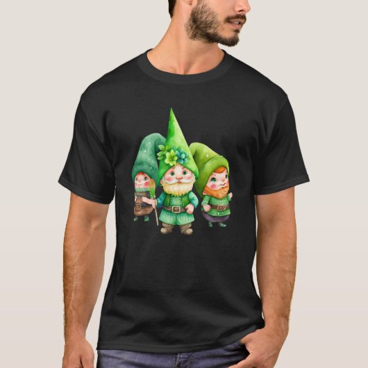 T-shirt St Patricks Day Shamrock Shirt Three Gnomes St Pat (Devant)