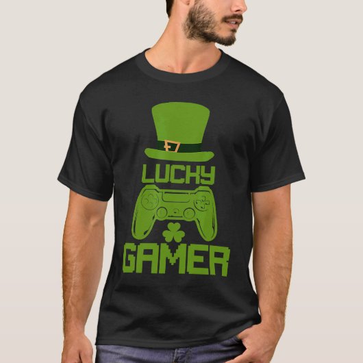 T-shirt St Patricks Day Shamrock St Patrick Lucky Gamer (Devant)