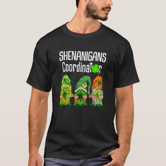 T-shirt St Patricks Day Shenanigans Coordinator Gnomes Gre (Devant)