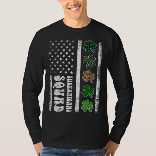 T-shirt St Patricks Day Shenanigans Squad US flag American (Devant)