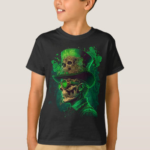 T-shirt St. Patrick's Day Skeleton Boys Black T Shirt
