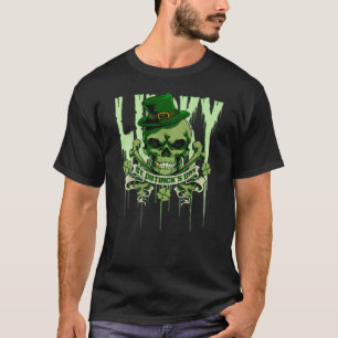 T-shirt St Patrick's Day Skull Irish 4-Leaf Clover Shamroc