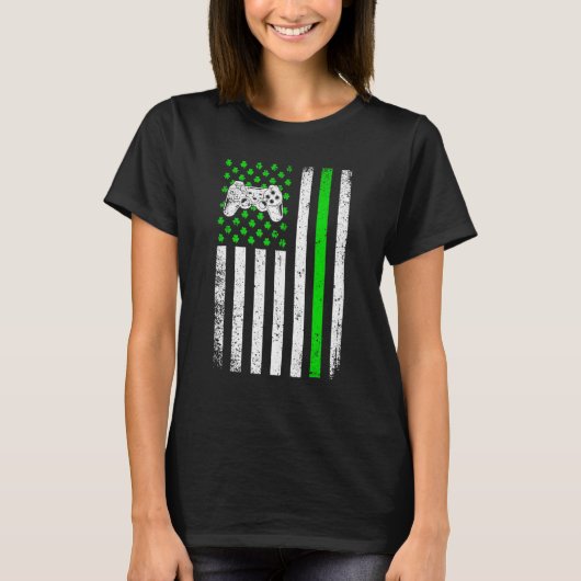 T-shirt St Patrick's Day Sport Video Jeu Shamrock Retro U (Devant)