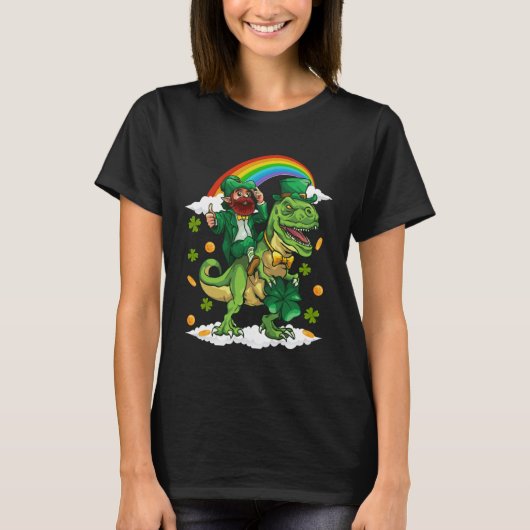 T-shirt St Patricks Day Trex Dino Leprechaun Rex Dinosaur  (Devant)
