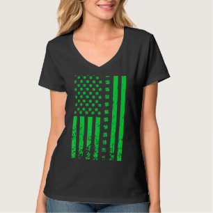 T-shirt St Patrick's Day Vert Irlandais Américain Drapeau
