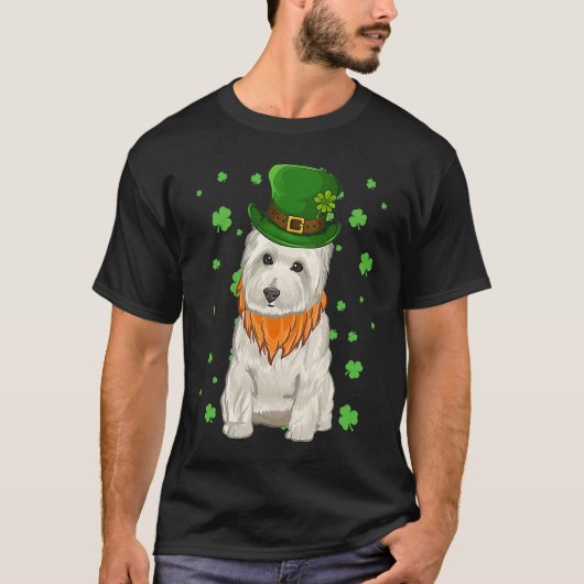 T-shirt St Patricks Day West Highland White Terrier Shamro (Devant)