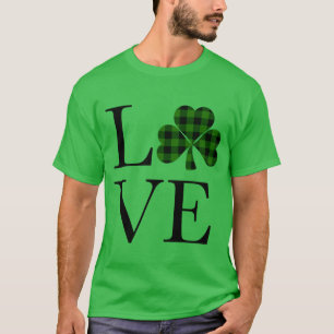 T-shirt St.Patricks jour vert noir plaid girofle amour