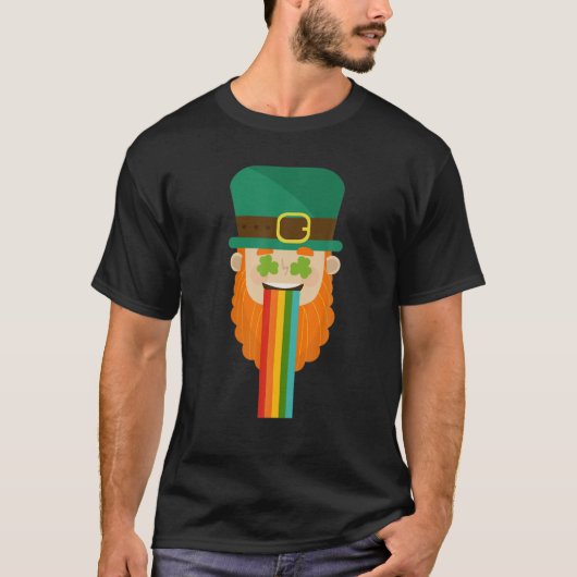 T-shirt St. Patricks Leprechaun Puking Rainbow (Devant)