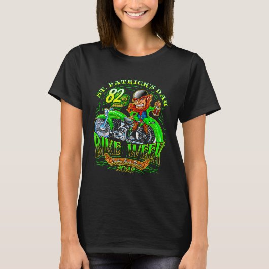 T-shirt St Patricku2019s Journée de Vélo Semaine Daytona B (Devant)