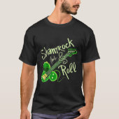 T-shirt St Pats Day Irlandais Shamrock Roll Clover Guitare (Devant)