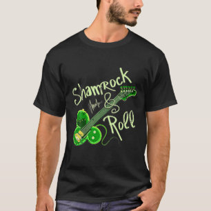 T-shirt St Pats Day Irlandais Shamrock Roll Clover Guitare