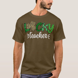T-shirt St Pattys Leopard Shamrock Lucky Enseignant St Pat