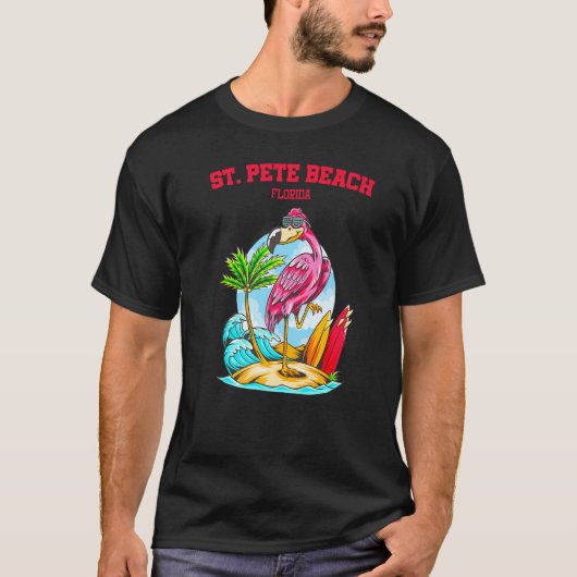 T-shirt St Pete Beach Flamingo Surfboard (Devant)