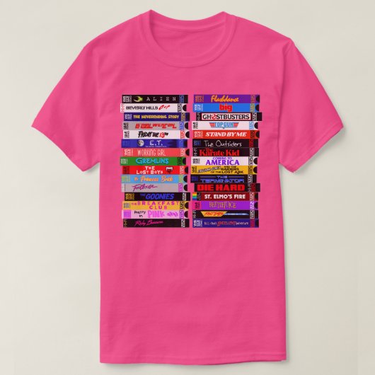T-shirt Stacks VHS des années 80 rétro long à manches TShi (Design devant)
