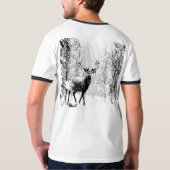 T-shirt Stade Deer Forêt d'hiver Faune Animal Nature Art (Dos)