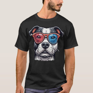 T-shirt Staffordshire Bull Doigt Avec Lunettes Pop Art Sty