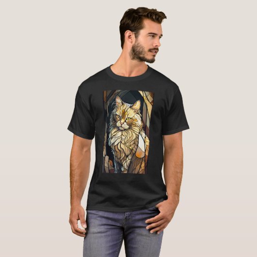 T-shirt Stained Glass Buff Cat (Devant entier)