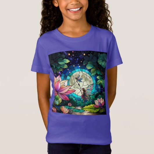 T-Shirt Stained Glass Little Fairy With Dragonfly (Devant)