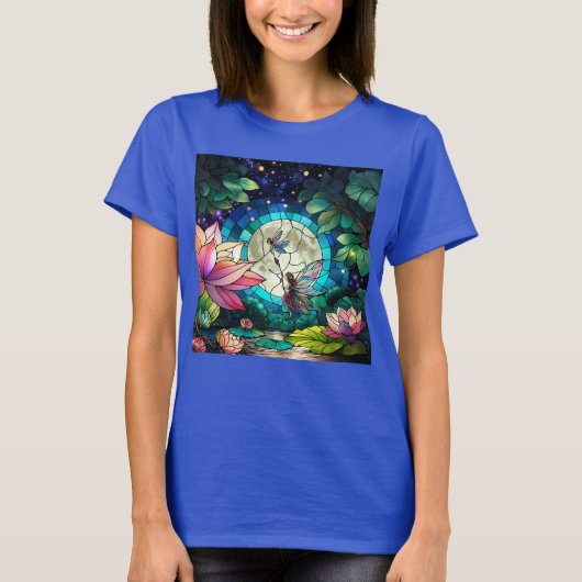 T-shirt Stained Glass Little Fairy With Dragonfly (Devant)