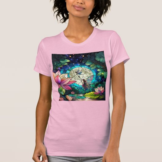 T-shirt Stained Glass Little Fairy With Dragonfly (Devant)